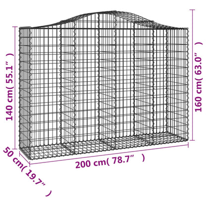 Gabionkurver buede 15 stk 200x50x140/160 cm galvanisert jern