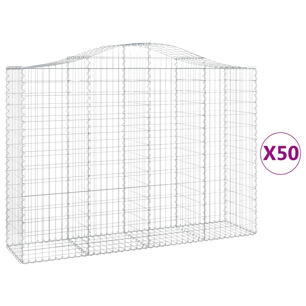 Gabionkurver buede 50 stk 200x50x140/160 cm galvanisert jern