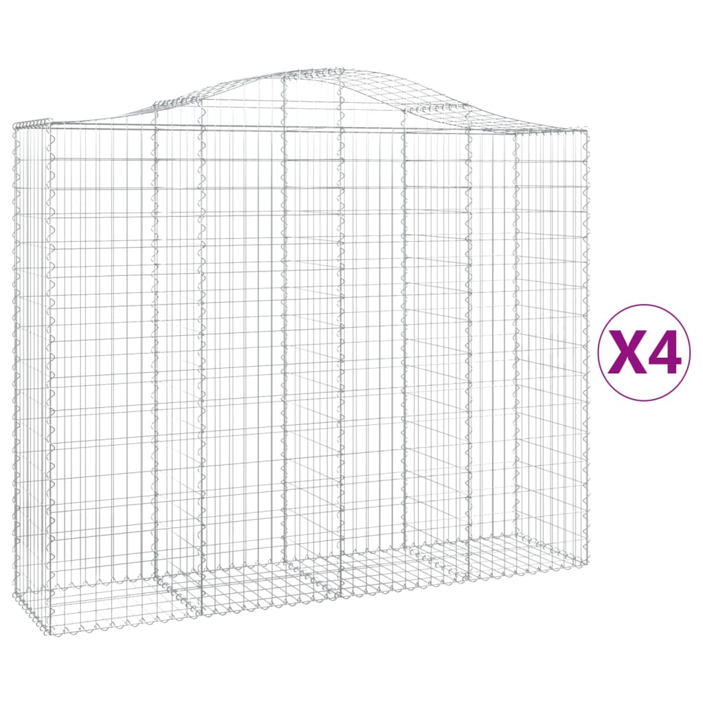 Gabionkurver buede 4 stk 200x50x160/180 cm galvanisert jern