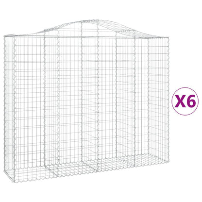 Gabionkurver buede 6 stk 200x50x160/180 cm galvanisert jern
