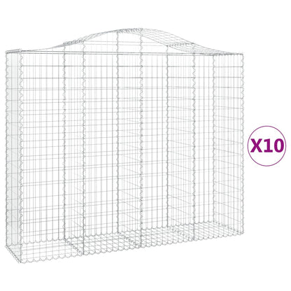 Gabionkurver buede 10 stk 200x50x160/180 cm galvanisert jern