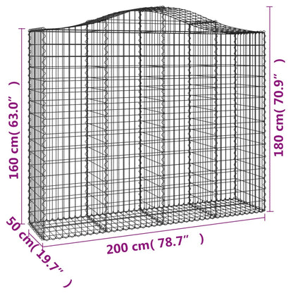Gabionkurver buede 11 stk 200x50x160/180 cm galvanisert jern