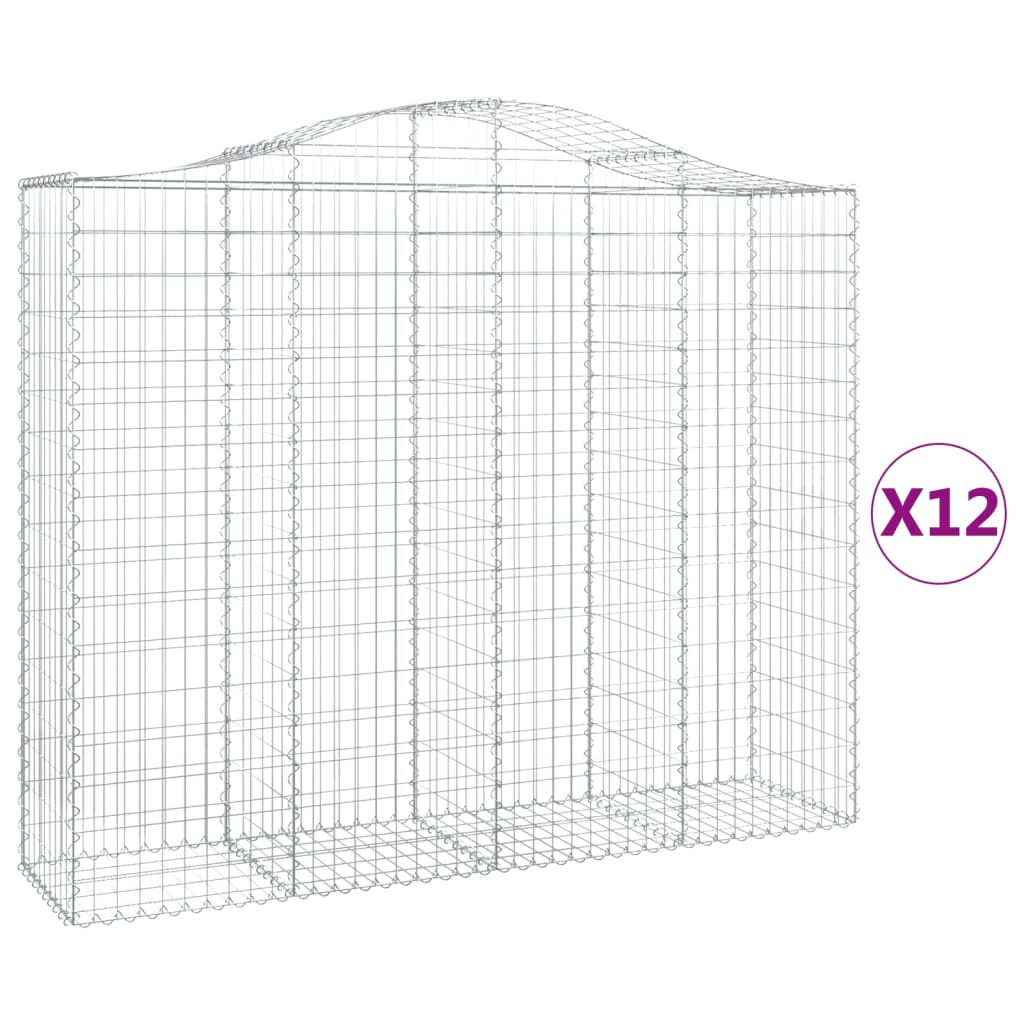 Gabionkurver buede 12 stk 200x50x160/180 cm galvanisert jern