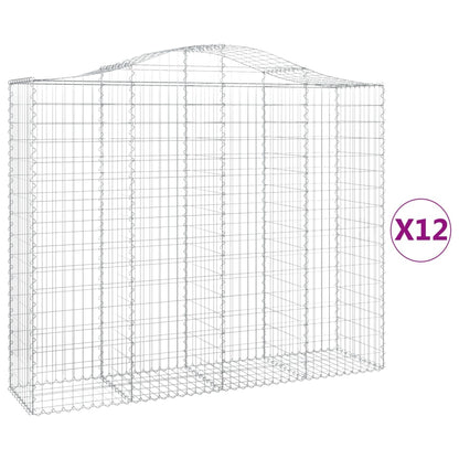 Gabionkurver buede 12 stk 200x50x160/180 cm galvanisert jern