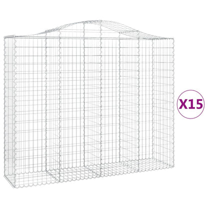 Gabionkurver buede 15 stk 200x50x160/180 cm galvanisert jern