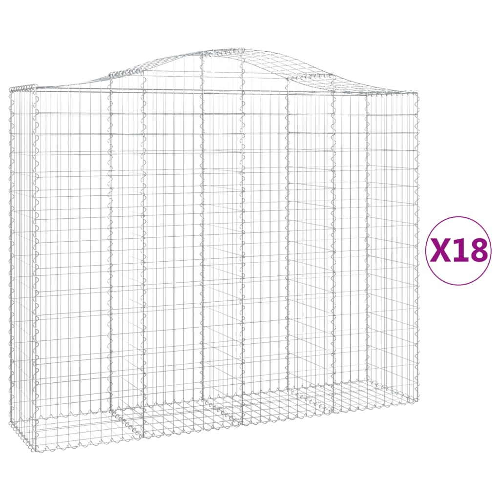 Gabionkurver buede 18 stk 200x50x160/180 cm galvanisert jern