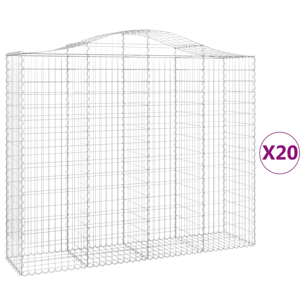 Gabionkurver buede 20 stk 200x50x160/180 cm galvanisert jern