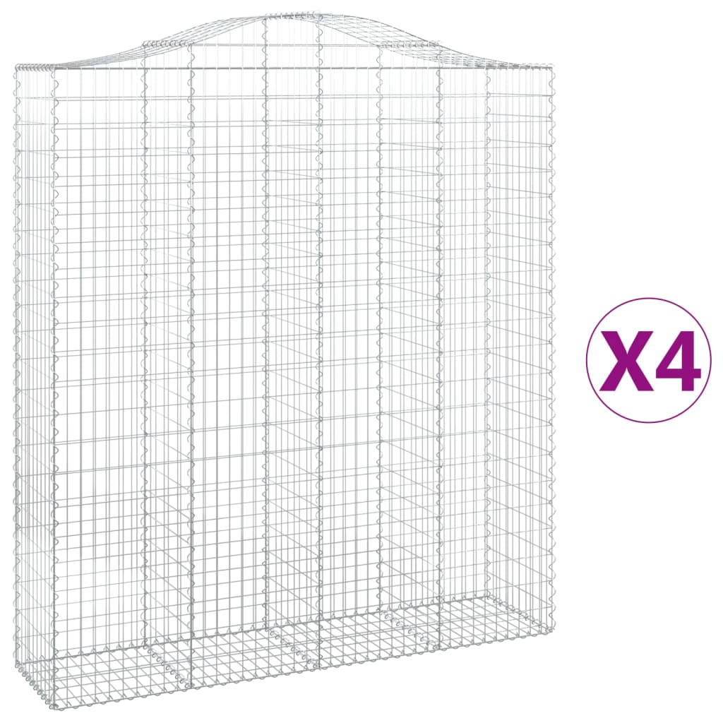 Gabionkurver buede 4 stk 200x50x220/240 cm galvanisert jern