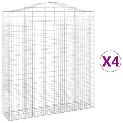 Gabionkurver buede 4 stk 200x50x220/240 cm galvanisert jern