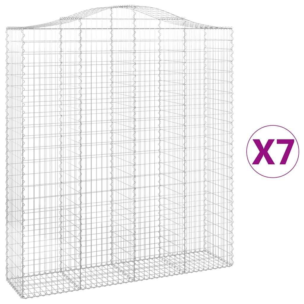 Gabionkurver buede 7 stk 200x50x220/240 cm galvanisert jern