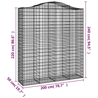Gabionkurver buede 7 stk 200x50x220/240 cm galvanisert jern