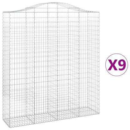 Gabionkurver buede 9 stk 200x50x220/240 cm galvanisert jern