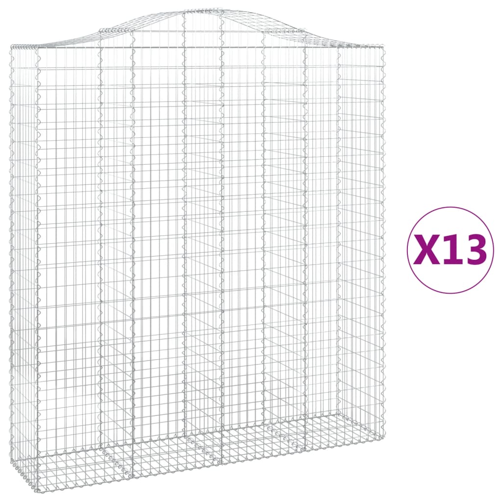 Gabionkurver buede 13 stk 200x50x220/240 cm galvanisert jern