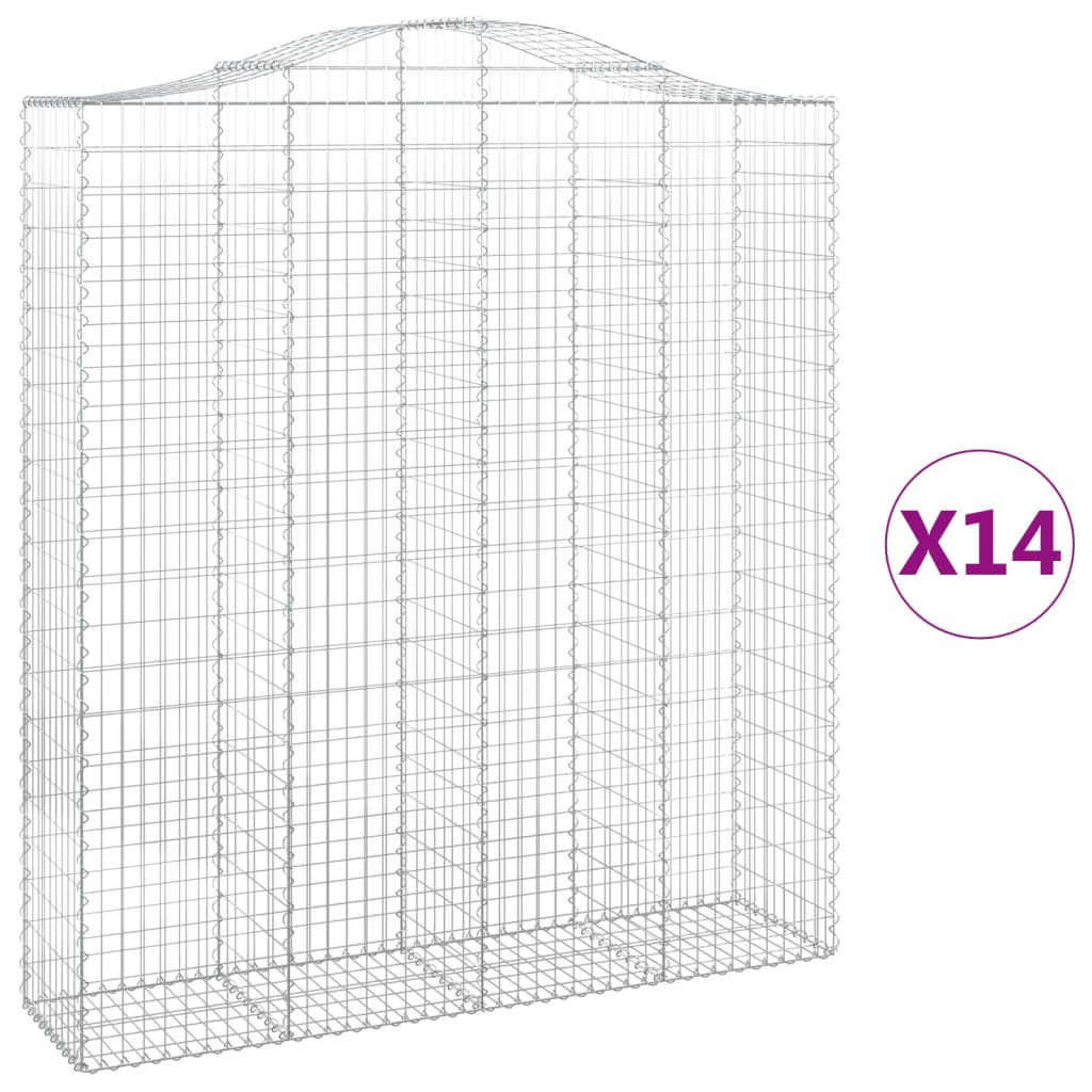 Gabionkurver buede 14 stk 200x50x220/240 cm galvanisert jern