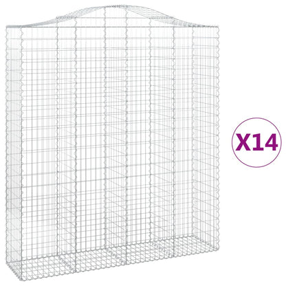 Gabionkurver buede 14 stk 200x50x220/240 cm galvanisert jern