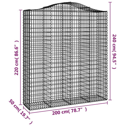 Gabionkurver buede 14 stk 200x50x220/240 cm galvanisert jern