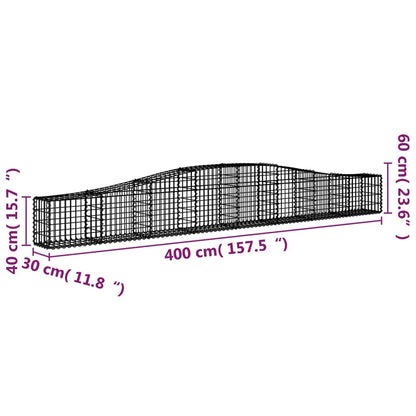 Gabionkurver buede 6 stk 400x30x40/60 cm galvanisert jern