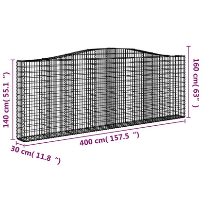 Gabionkurver buede 10 stk 400x30x140/160 cm galvanisert jern
