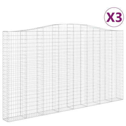 Gabionkurver buede 3 stk 400x30x220/240 cm galvanisert jern
