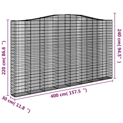 Gabionkurver buede 3 stk 400x30x220/240 cm galvanisert jern