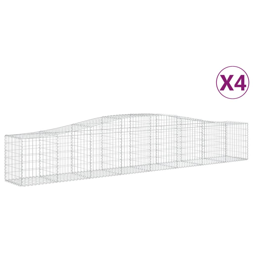 Gabionkurver buede 4 stk 400x50x60/80 cm galvanisert jern