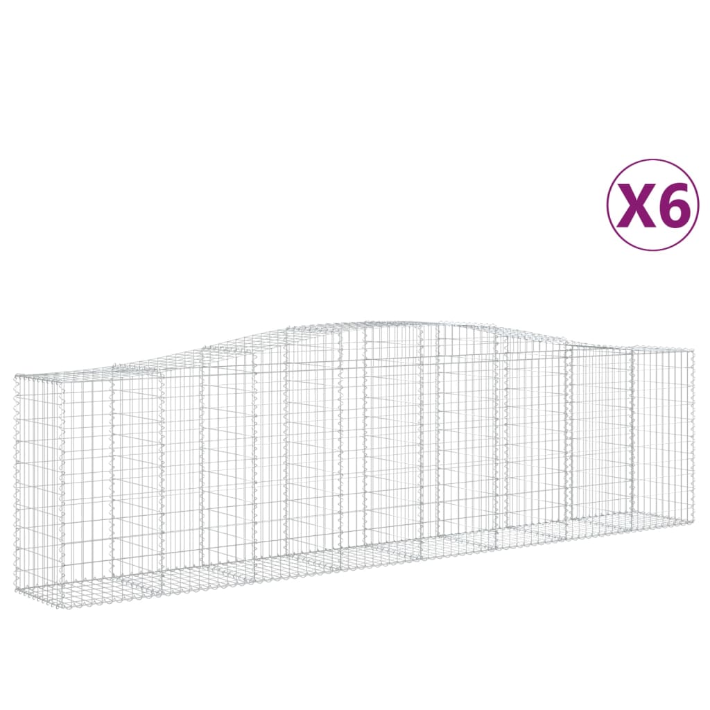 Gabionkurver buede 6 stk 400x50x100/120 cm galvanisert jern