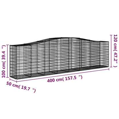 Gabionkurver buede 6 stk 400x50x100/120 cm galvanisert jern