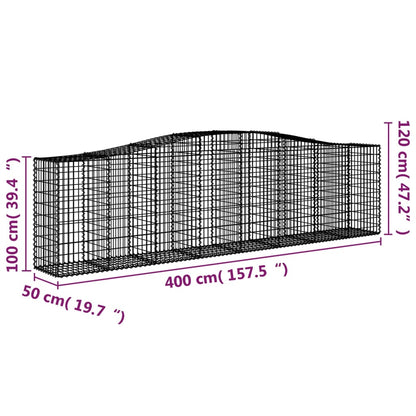 Gabionkurver buede 25 stk 400x50x100/120 cm galvanisert jern