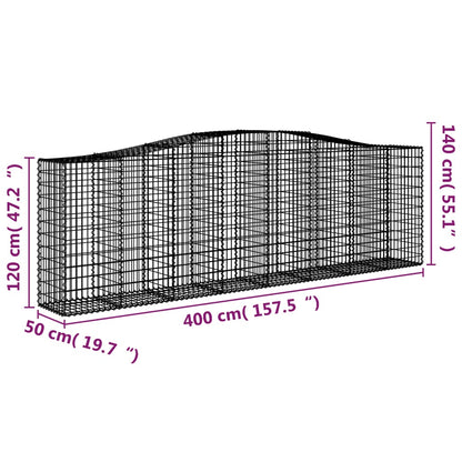 Gabionkurver buede 4 stk 400x50x120/140 cm galvanisert jern