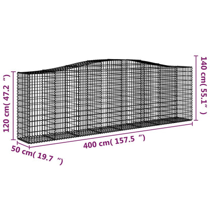 Gabionkurver buede 6 stk 400x50x120/140 cm galvanisert jern