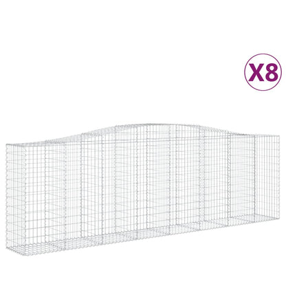 Gabionkurver buede 8 stk 400x50x120/140 cm galvanisert jern