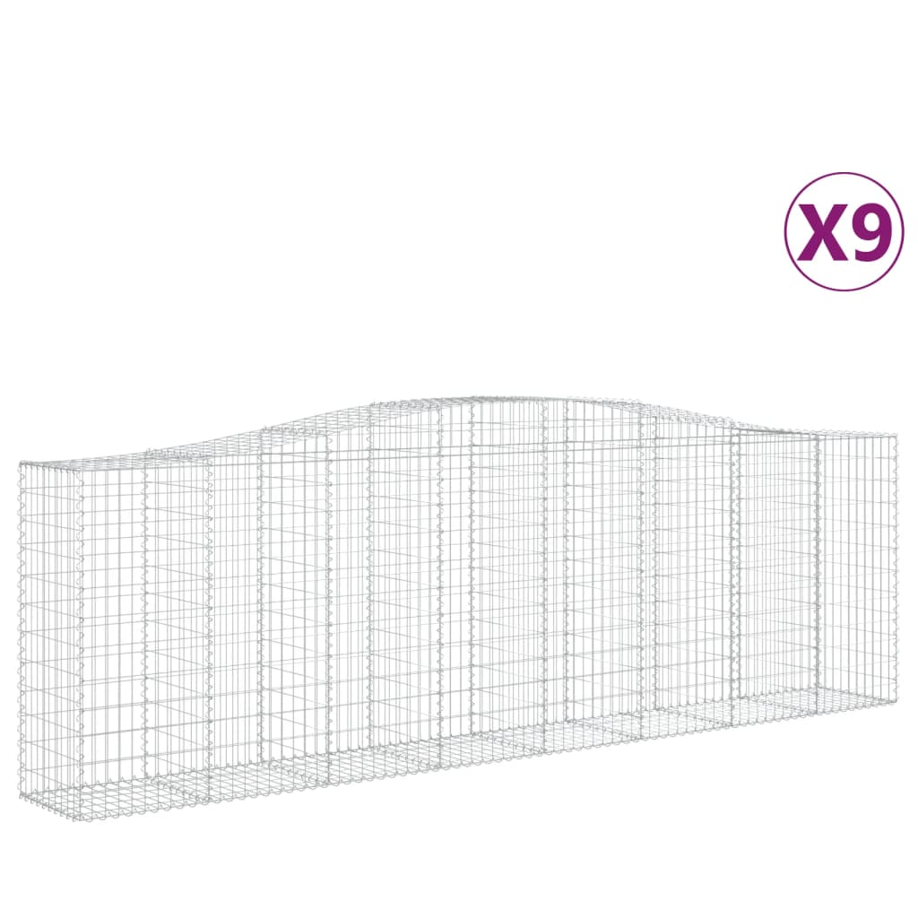 Gabionkurver buede 9 stk 400x50x120/140 cm galvanisert jern