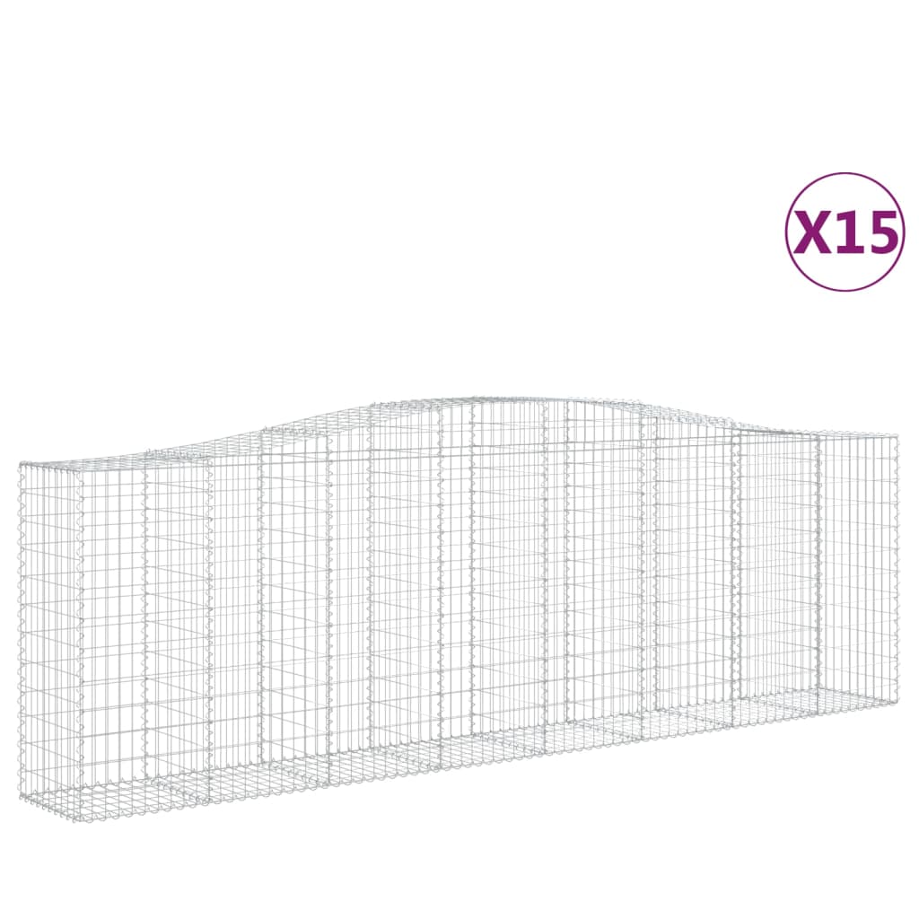 Gabionkurver buede 15 stk 400x50x120/140 cm galvanisert jern