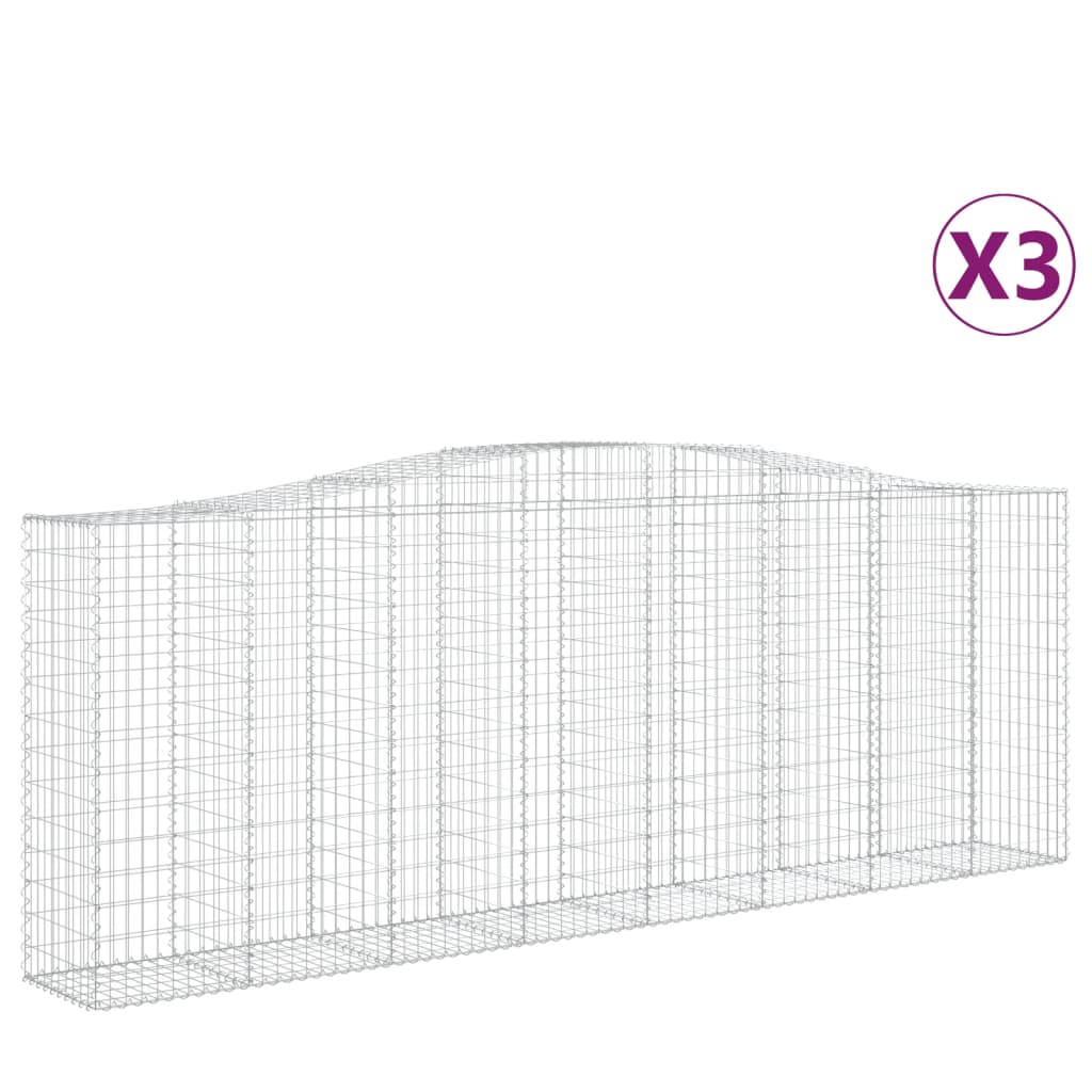 Gabionkurver buede 3 stk 400x50x140/160 cm galvanisert jern