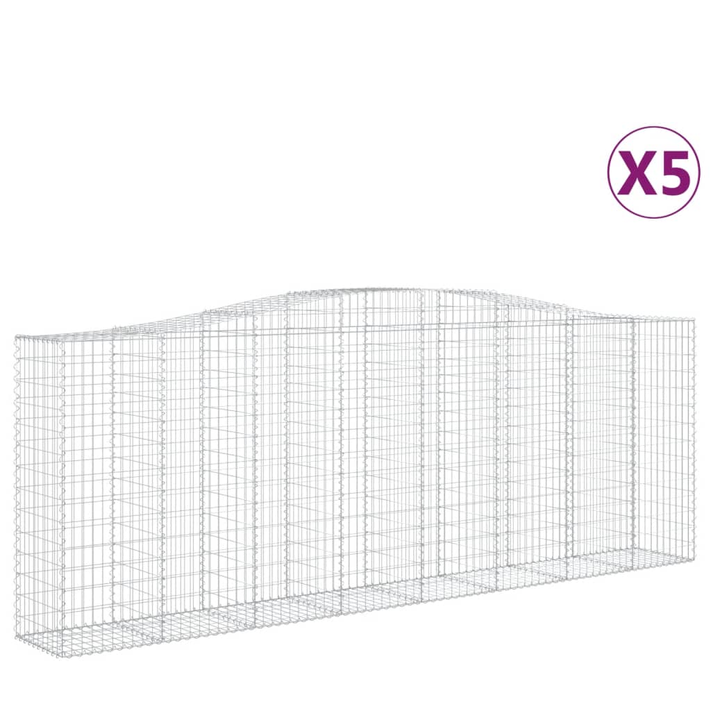 Gabionkurver buede 5 stk 400x50x140/160 cm galvanisert jern
