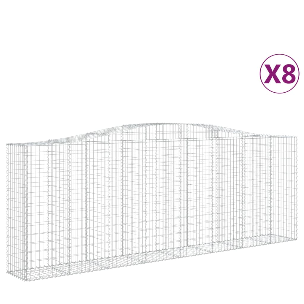 Gabionkurver buede 8 stk 400x50x140/160 cm galvanisert jern