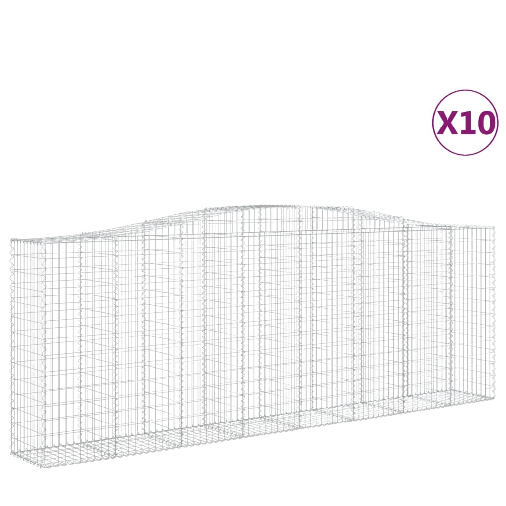 Gabionkurver buede 10 stk 400x50x140/160 cm galvanisert jern