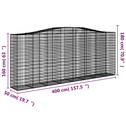 Gabionkurver buede 10 stk 400x50x160/180 cm galvanisert jern