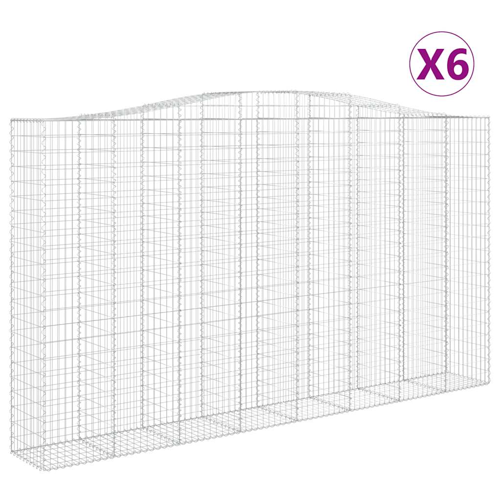 Gabionkurver buede 6 stk 400x50x220/240 cm galvanisert jern