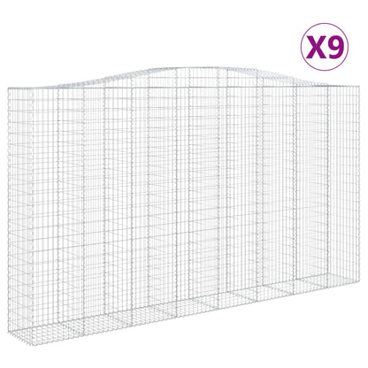 Gabionkurver buede 9 stk 400x50x220/240 cm galvanisert jern