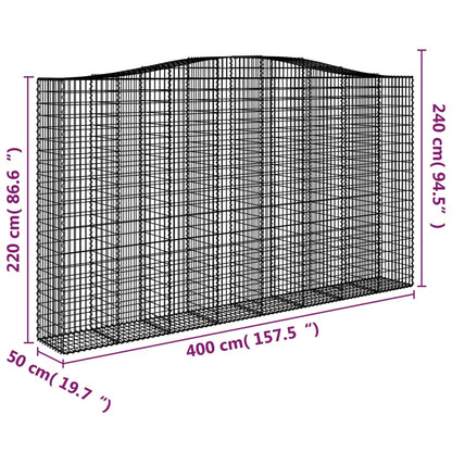 Gabionkurver buede 9 stk 400x50x220/240 cm galvanisert jern