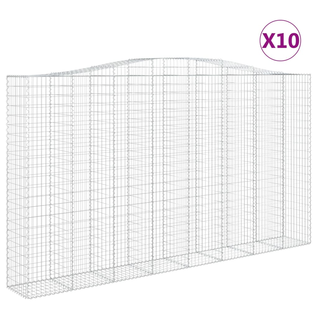 Gabionkurver buede 10 stk 400x50x220/240 cm galvanisert jern