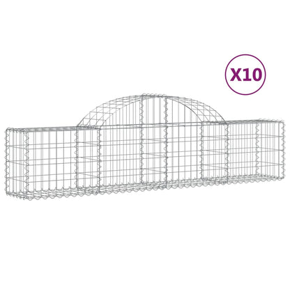Gabionkurver buede 10 stk 200x30x40/60 cm galvanisert jern