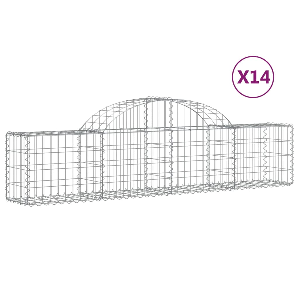 Gabionkurver buede 14 stk 200x30x40/60 cm galvanisert jern