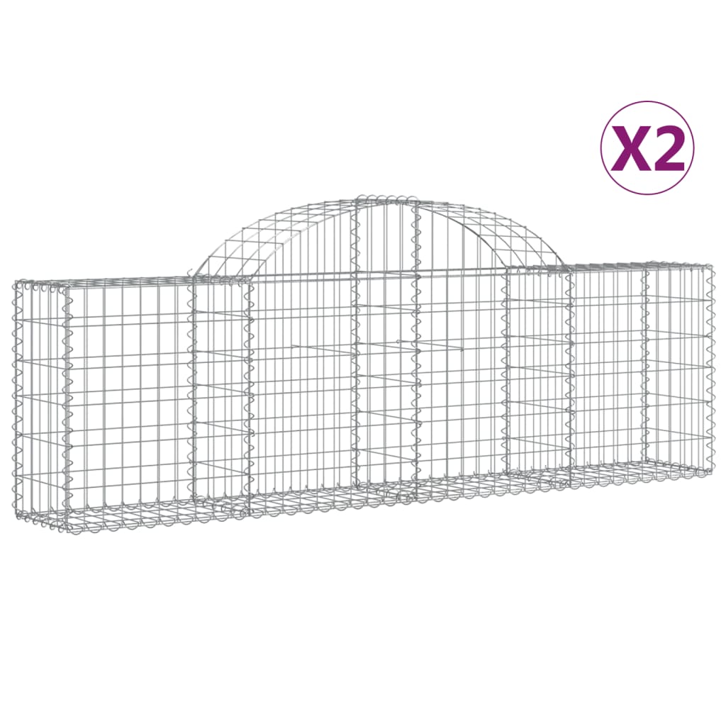 Gabionkurver buede 2 stk 200x30x60/80 cm galvanisert jern