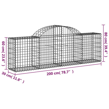 Gabionkurver buede 11 stk 200x30x60/80 cm galvanisert jern