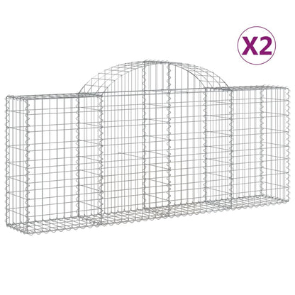 Gabionkurver buede 2 stk 200x30x80/100 cm galvanisert jern
