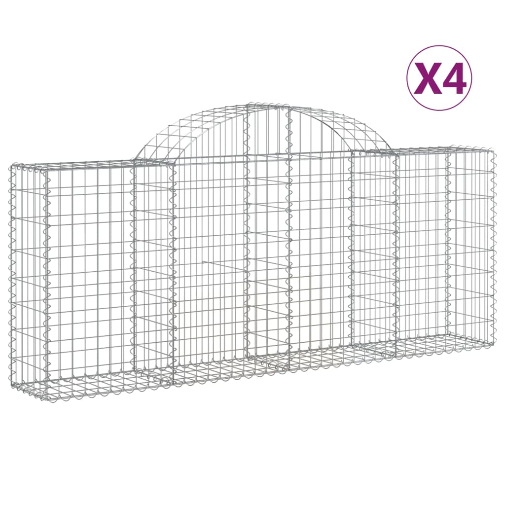 Gabionkurver buede 4 stk 200x30x80/100 cm galvanisert jern