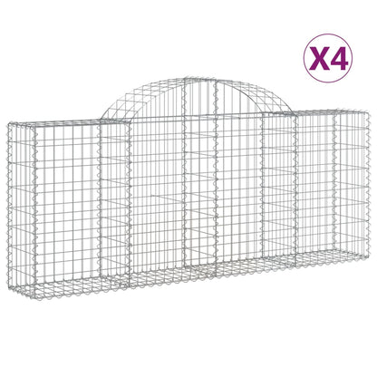Gabionkurver buede 4 stk 200x30x80/100 cm galvanisert jern