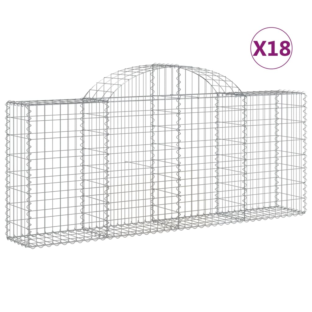 Gabionkurver buede 18 stk 200x30x80/100 cm galvanisert jern